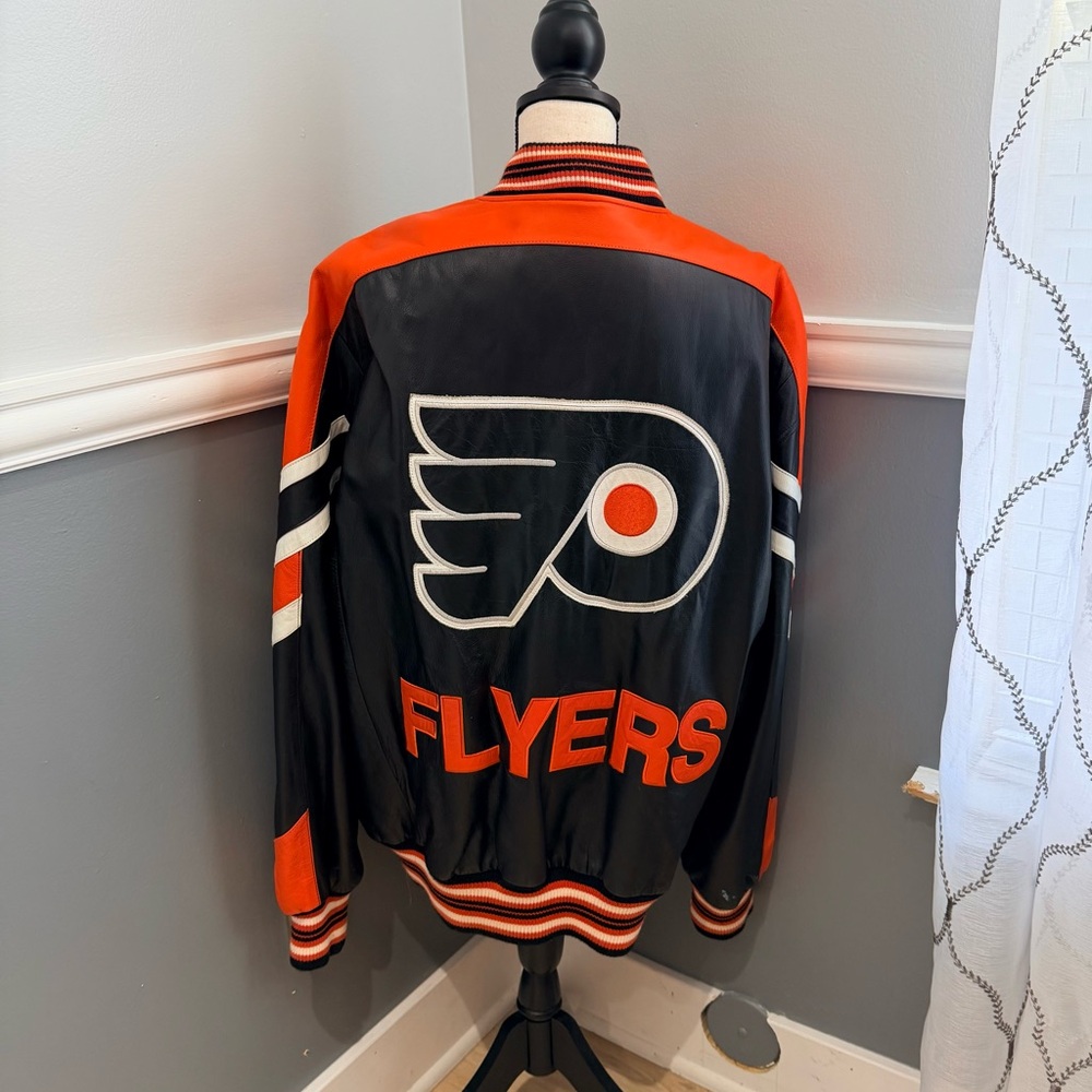 Vintage 80’s G-Ill Philadelphia Flyers Genuine Black and Orange leather jacket - Picture 3 of 12